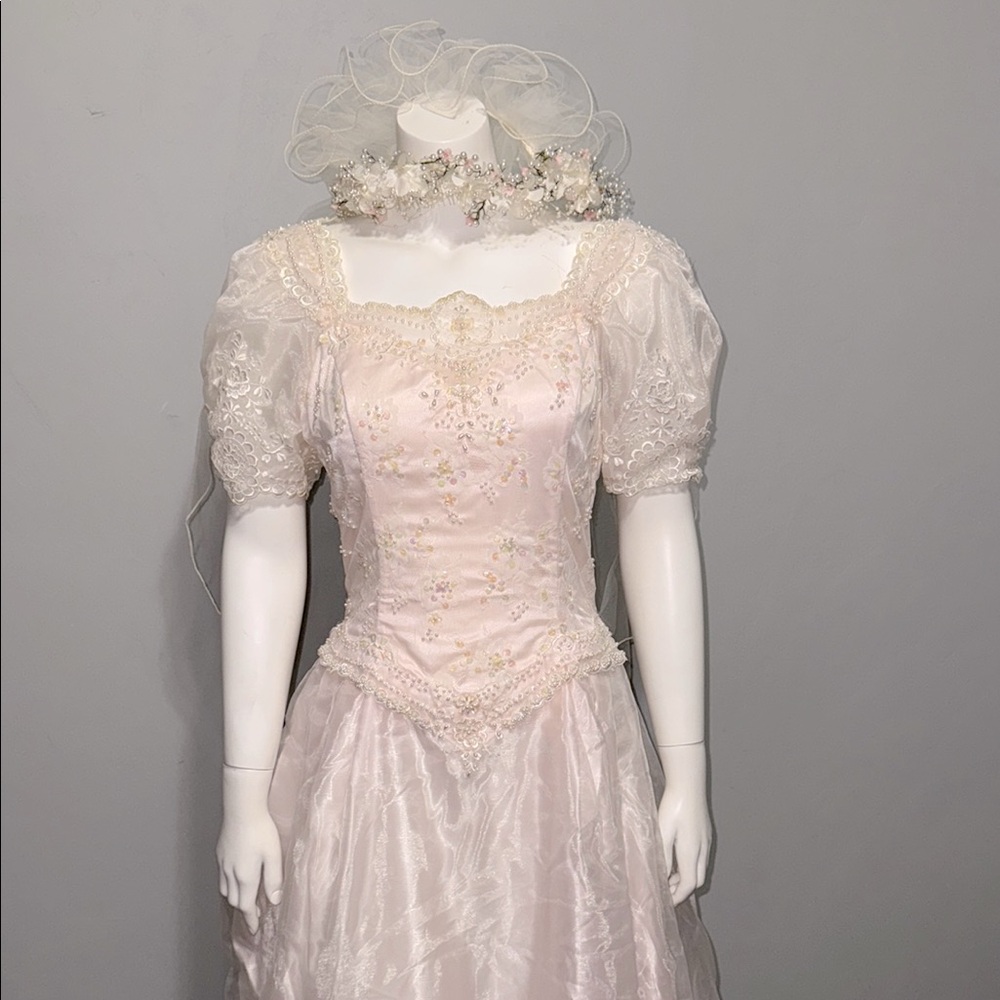 Vintage 1990 Blush Pink Princess Style Bridal Gown-Excellent preserved condition